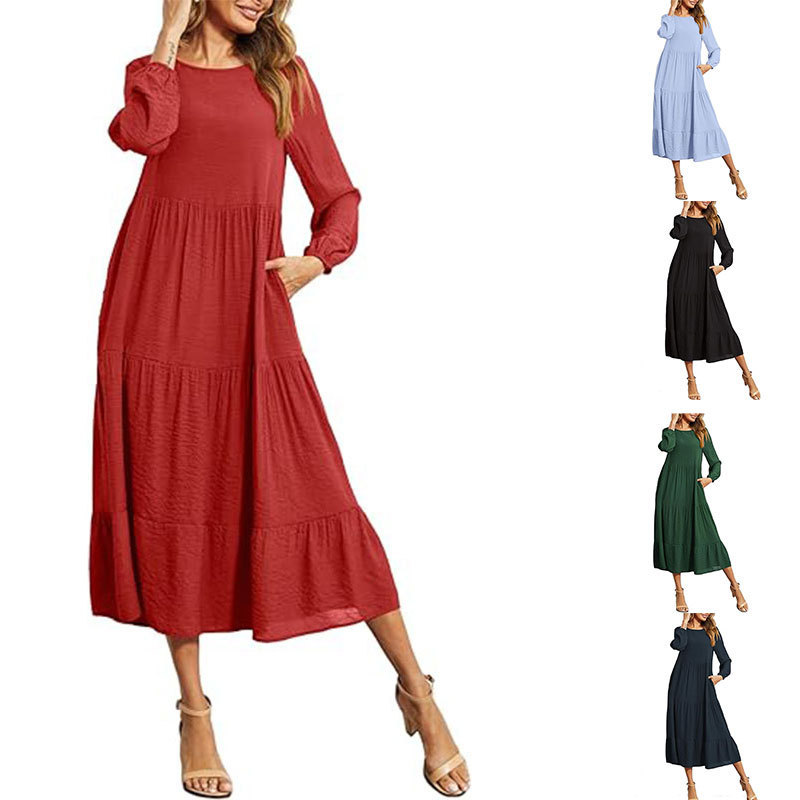 845 Amazon foreign trade cross-border women's summer casual maxi dress gorgeous dress long dress with pockets