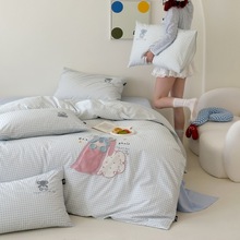 2025新款全棉磨毛卡通刺绣款四件套萌趣治愈系贴布绣纯棉磨毛床品