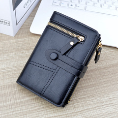 Wallet Women's Short European and American Multi-Card Slot Card Bag Women's Buckle Zipper Coin Purse Fashion Wallet Can Hold Driver's License