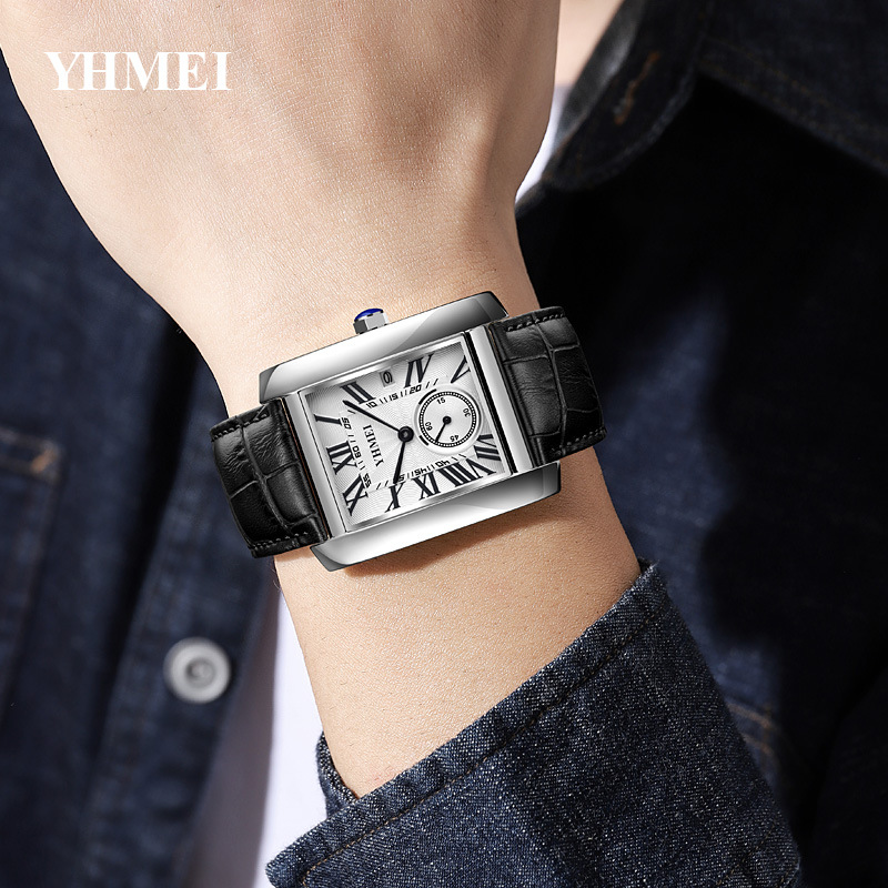 Nuevo reloj de cuarzo a la moda, reloj con correa para hombre, esfera de dos pines, resistente al agua, fabricante de estudiantes, venta al por mayor, Esfera Grande