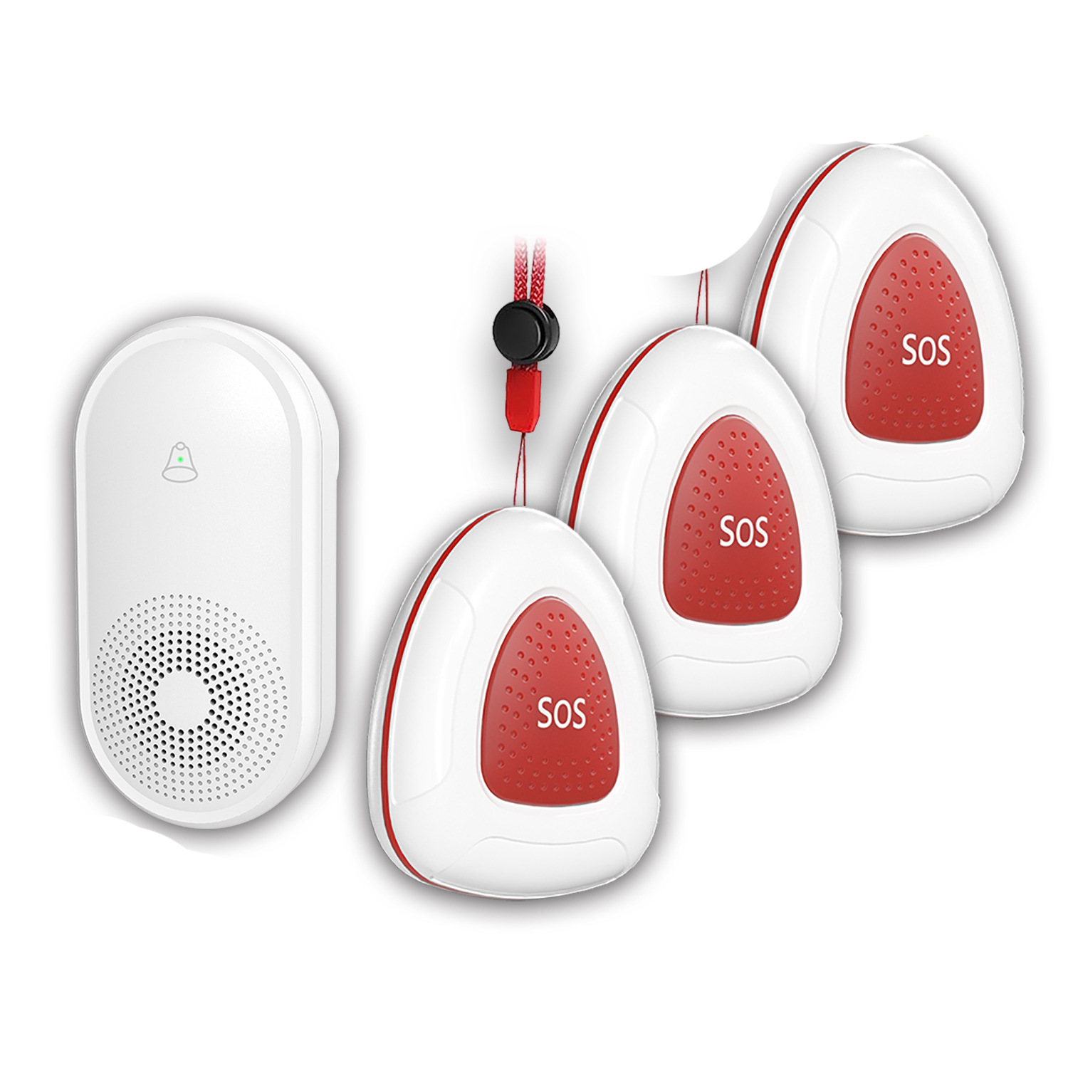 흰색 송신기 3개 + 수신기 1개(미국 규정, 유럽 규정, 영국 규정, 메시지 메모)