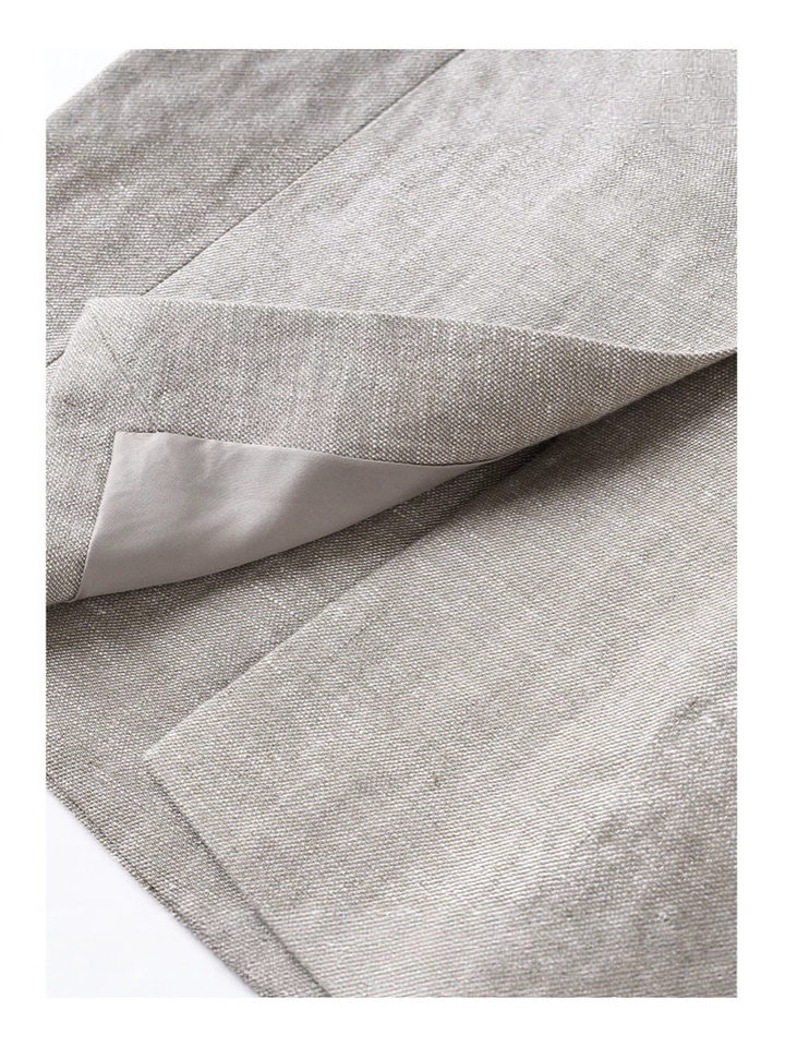 Áo vest nữ dáng suông thanh lịch cổ vest một hàng cúc dài tay — Xám lanh nhạt