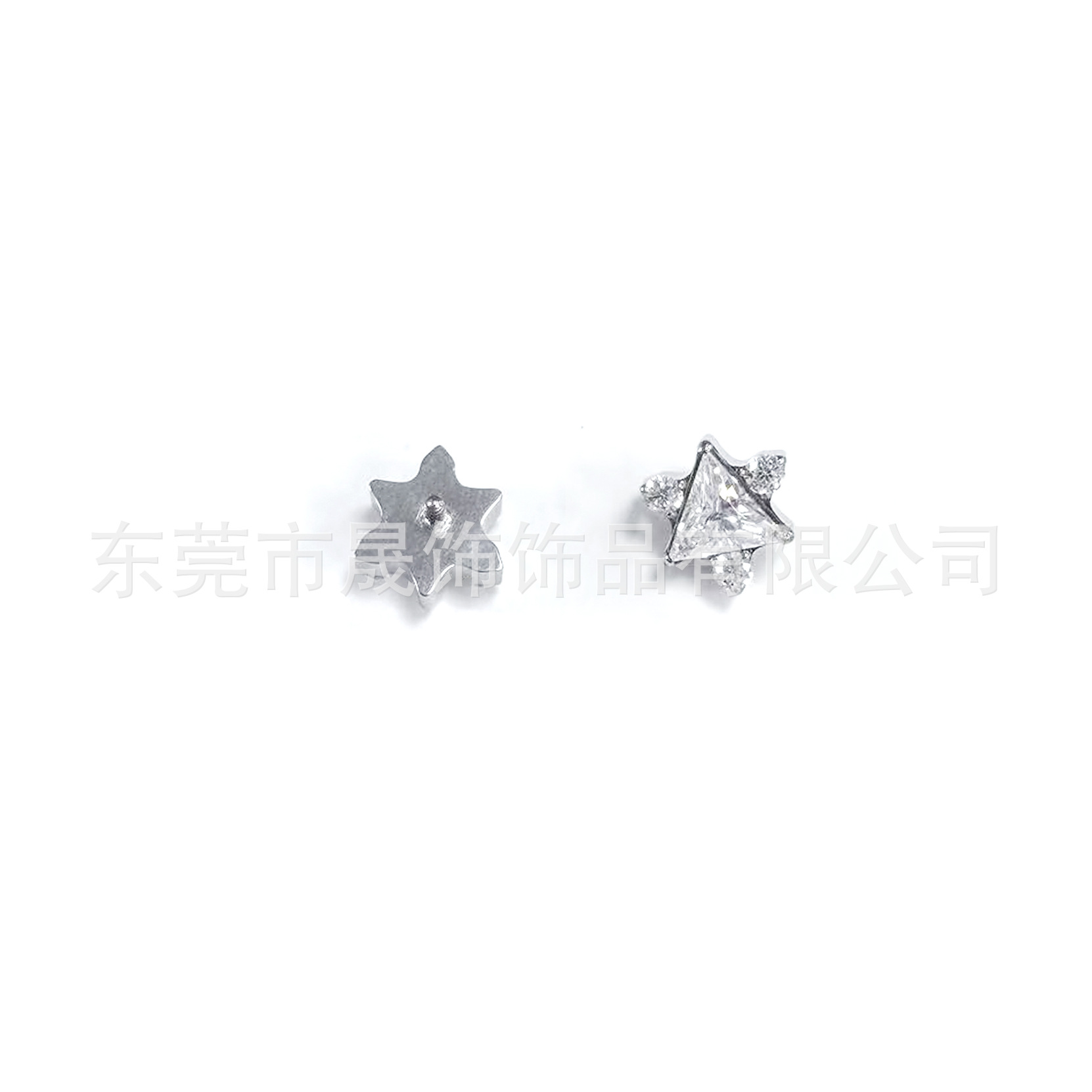 F136 Titanium Alloy 三角 Flower Cubic Zirconia Ear Stud G23 Titanium Internal Thread Cubic Zirconia Labret Stud Ear Stud Piercing Jewelry 头