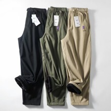 2025年日单潮牌紫标加绒加厚宽松直筒锥形保暖休闲长裤男士冬季裤