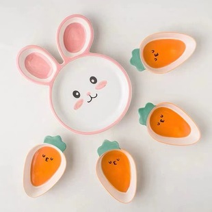 Children's Dinner Plate Creative Rabbit Cute Cartoon Baby Tableware Featured Internet Celebre Plate Household Dishes with Dishes