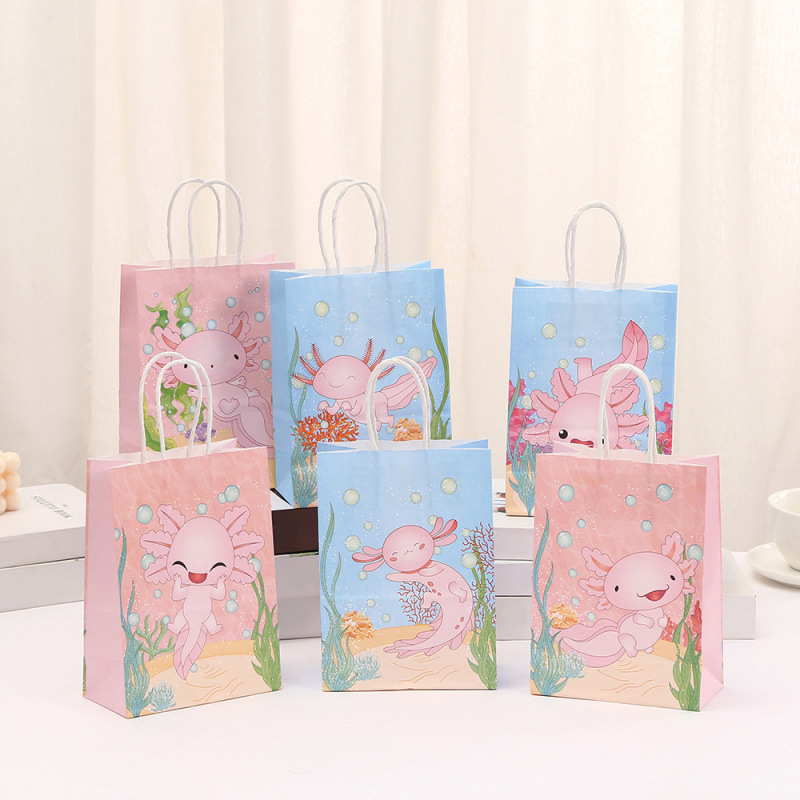 可爱卡通蝾螈礼品袋生日宴会派对糖果包装纸袋广告礼品包装手提袋