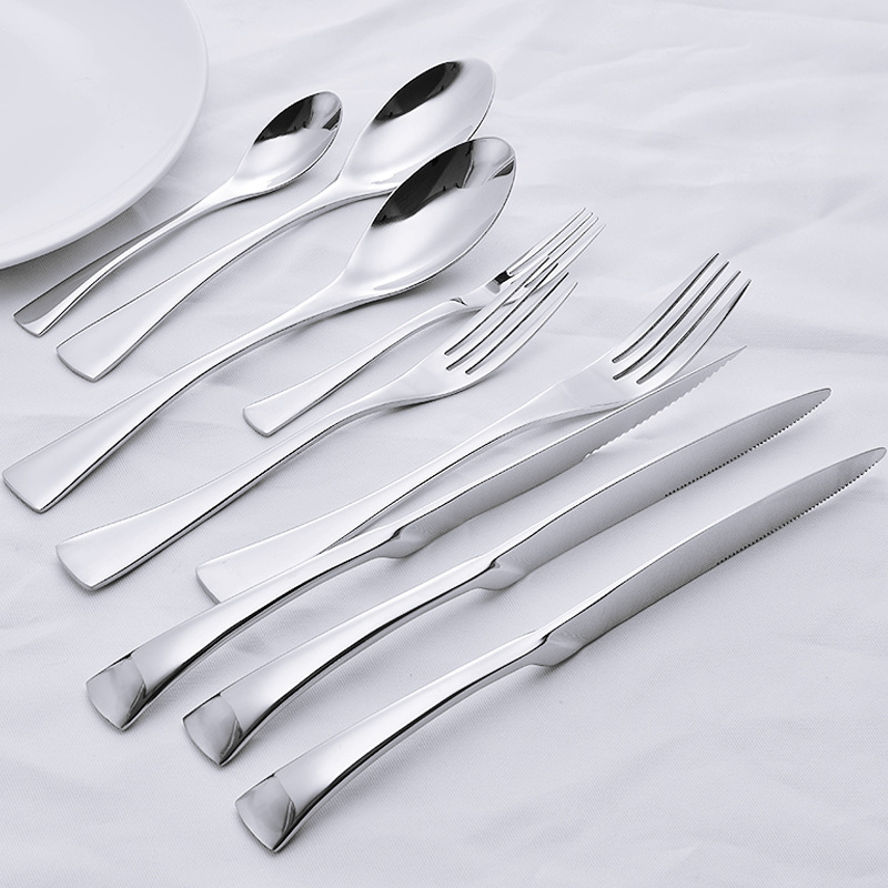 estilo coreano simple engrosado acero inoxidable set de cubiertos occidentales tenedor de frutas suministros de hotel de alta gama cuchillo de filete de cola de pescado tenedor cuchara