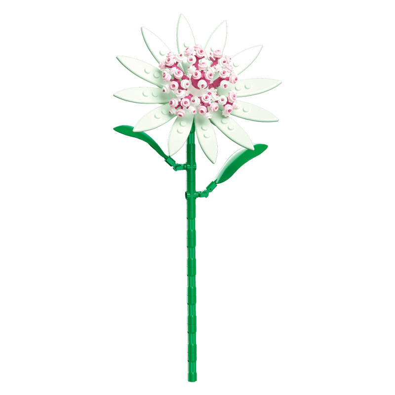 钻马积木花永生花束抱抱桶仿真花小颗粒积木DIY玩具七夕女生礼物|undefined