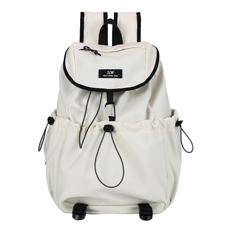 Mochila para estudiantes universitarios para mujer 2024 nueva mochila con cordón de color sólido para viajes de gran capacidad para estudiantes de secundaria