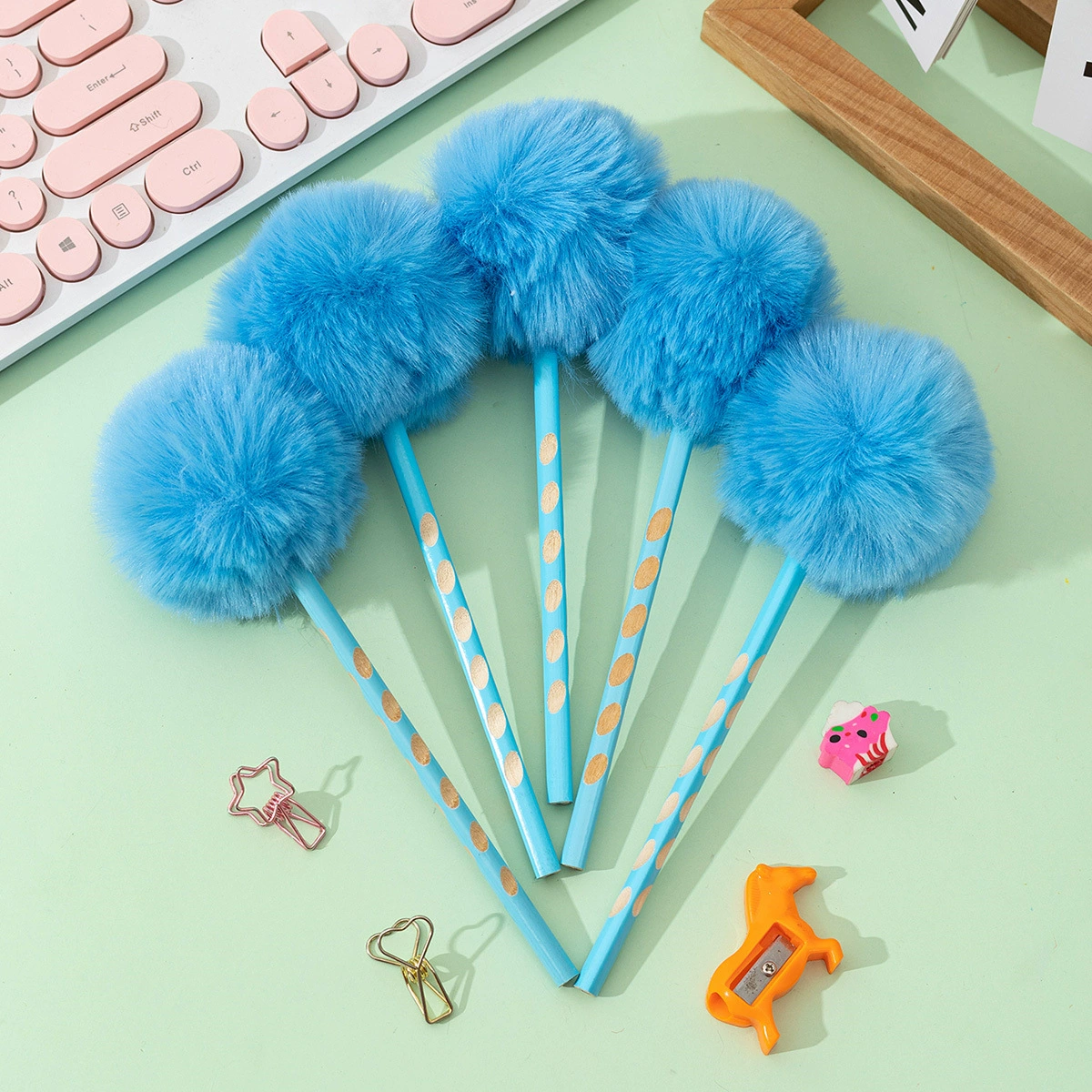 (Cross-border trading), cute pencil, triangular set, plush, 5 pieces