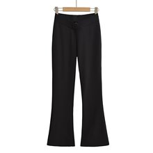 HH2016-25秋季新款  欧美风辣妹性感腰间V字露脐微喇长裤女休闲裤