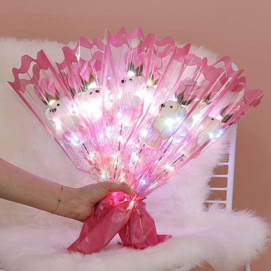 Valentine's Day to Send Teachers to School Season Gift Simulation Bear Soap Flower Rose Bouquet to Send Girlfriend to Push Gift