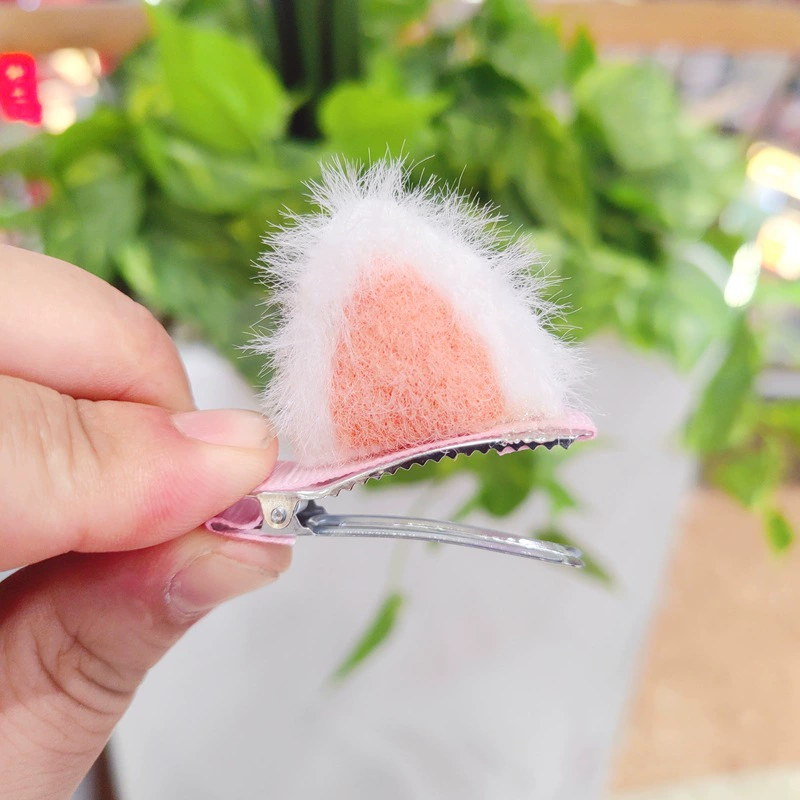 Красивый заколка для волос с ушками кота, DIY заяц/кот уши краб заколка, пушистая, ассорти цветов