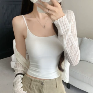 H587小吊带背心夏季显瘦修身辣妹上衣女带胸垫内搭性感t桖百搭