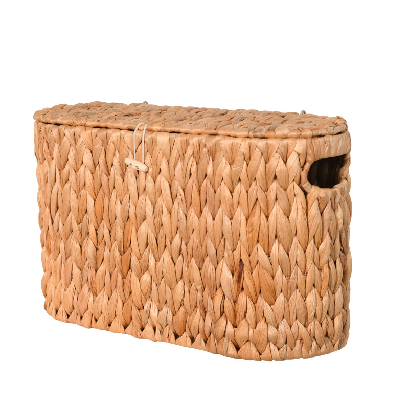 Cesta de almacenamiento a prueba de polvo portátil con cubierta, caja de almacenamiento trenzada de calabaza de agua, cesto de almacenamiento de artículos sanitarios domésticos
