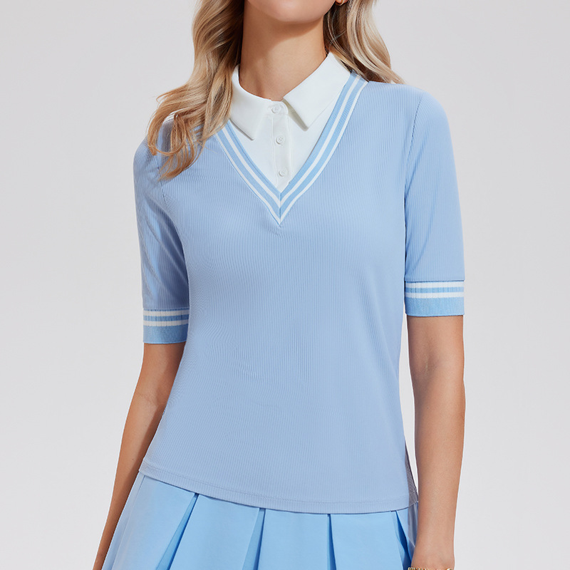 Camisetas deportivas de nuevo estilo para mujer, polos casuales con solapa para golf, camisetas de tenis de manga corta para fitness al aire libre