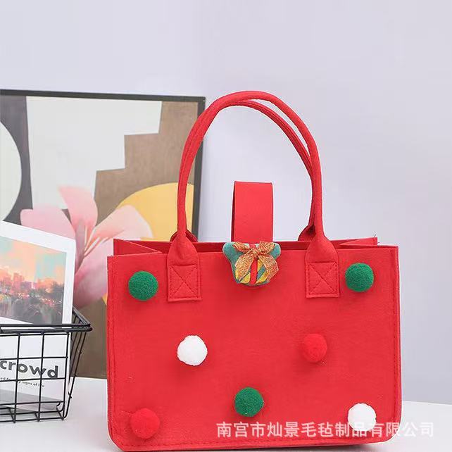 跨境圣诞节礼品毛毡包平安夜礼物袋小红书同款卡通创意毛毡手提袋|undefined