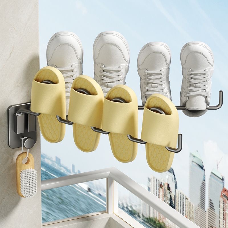 Slipper Rack Bathroom Punch-Free Balcony Rotating Shoe Drying Rack Wall-Mounted Foldableable Drain Shoe Rack Home