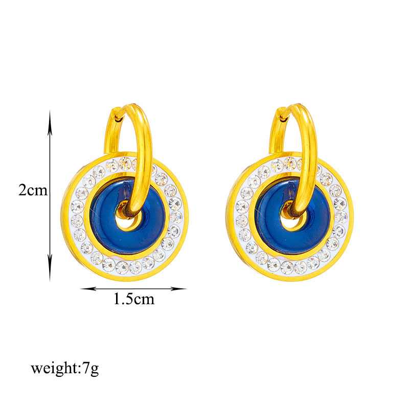 Concentric Round Drop Earrings With Diamond Inlay Retro Style_voghion.com