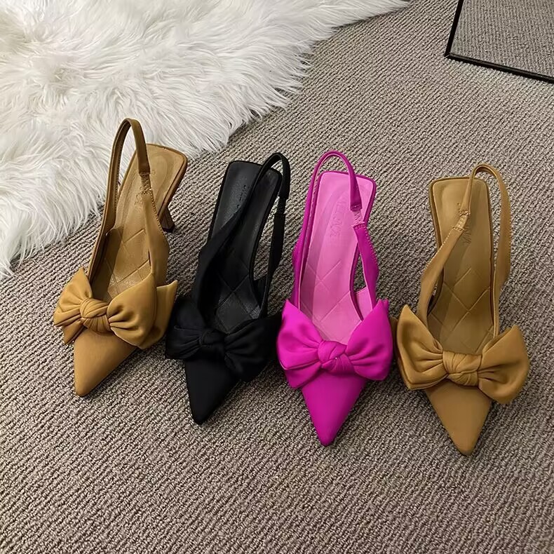 Women's High-Heeled Red Pointed Toe Stiletto Heel with Medium Heel Toe Women's Shoes 2025 New Style Summer Shoes for Women