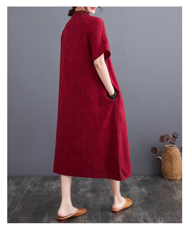 Plus-size Linen Muslim Dress With Button-up Detail And Vintage Style_voghion.com