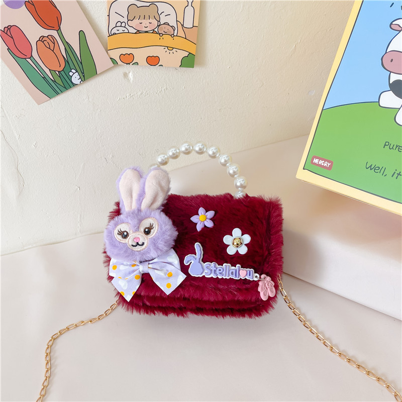 Chanel estilo princesa flor accesorios bolsa conejito bolso de hombro del niño Bolsa de felicitación de Año Nuevo estilo coreano bolsa de mensajero de los niños de dibujos animados