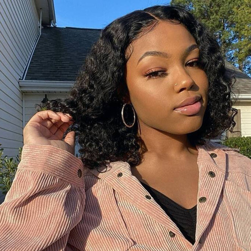 Amazon Foreign Trade African False Hair for European and American Women Black Wavy Short Wavy False Hair Full Head Suit Acrylic Fiber Wholesale
