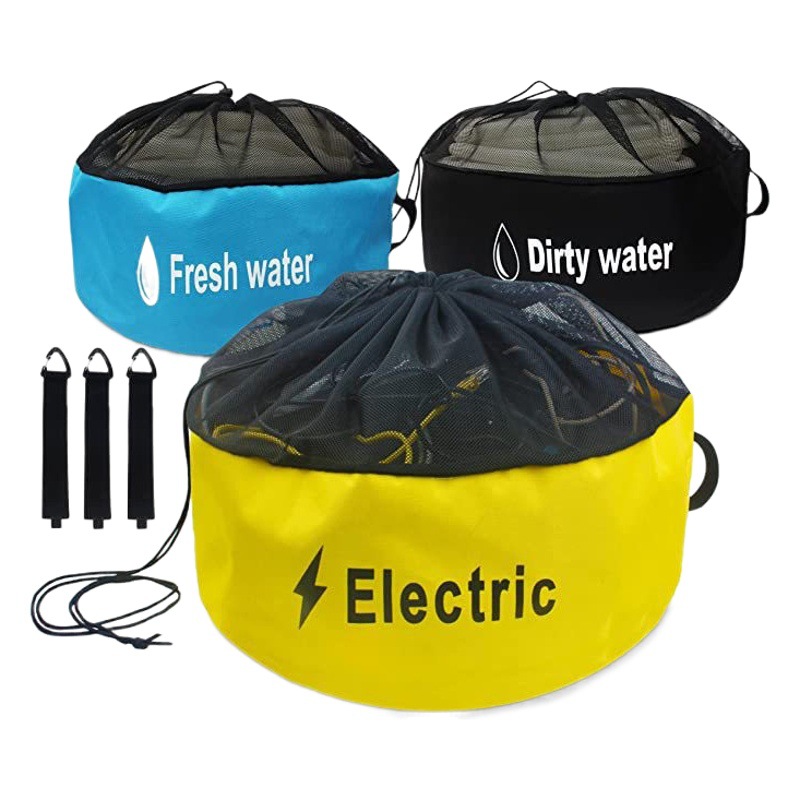 Bolsa de almacenamiento de manguera para RV transfronteriza, bolsa de almacenamiento de paquete de tuberías de alcantarillado, bolsa de malla plegable para almacenamiento de cables y alambres