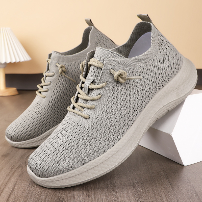 Zapatos de hombre, zapatos casuales de pareja, zapatos individuales transpirables de poliuretano, zapatos de boca baja con cordones, zapatos de malla ligeros y cómodos para hombre