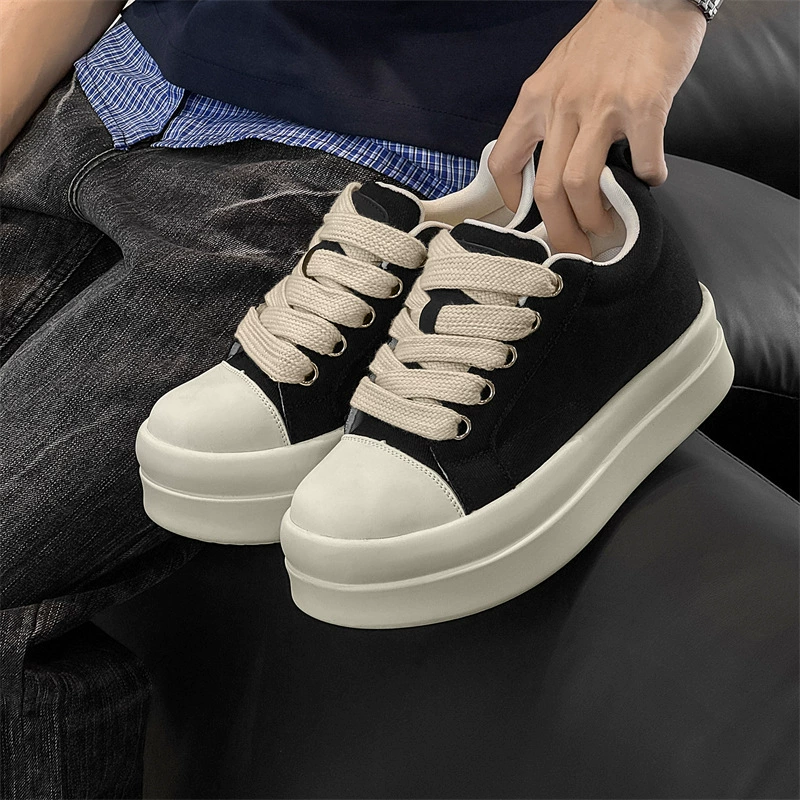 Кроссовки на толстой подошве, увеличивающие рост на 8 см, для мужчин и женщин, низкие модные повседневные универсальные кеды для студентов.