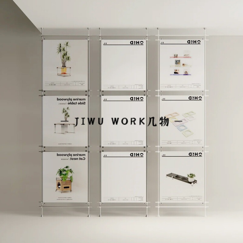 Simple Minimalist Acrylic Panel Screen with Stainless Steel Frame for Mall or Office, Multifunctional Vertical Hanging Modern Screen Simple Minimalist Acrylic Panel Screen with Stainless Steel Frame for Mall or Office, Multifunctional Vertical Hanging Modern Screen