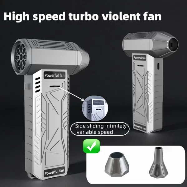 Lithium Battery USB Charging Handheld Portable Turbo Fan Brushless Motor Powerful Camping Dust Removal Bladeless Fan
