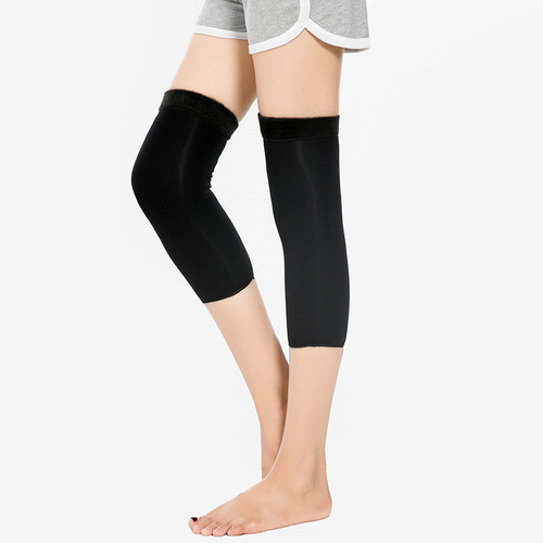Thermal knee pads with plush lining and thickened design for warmth and cold resistance, elastic joint knee sleeves for men and women, anti-slip winter knee protection