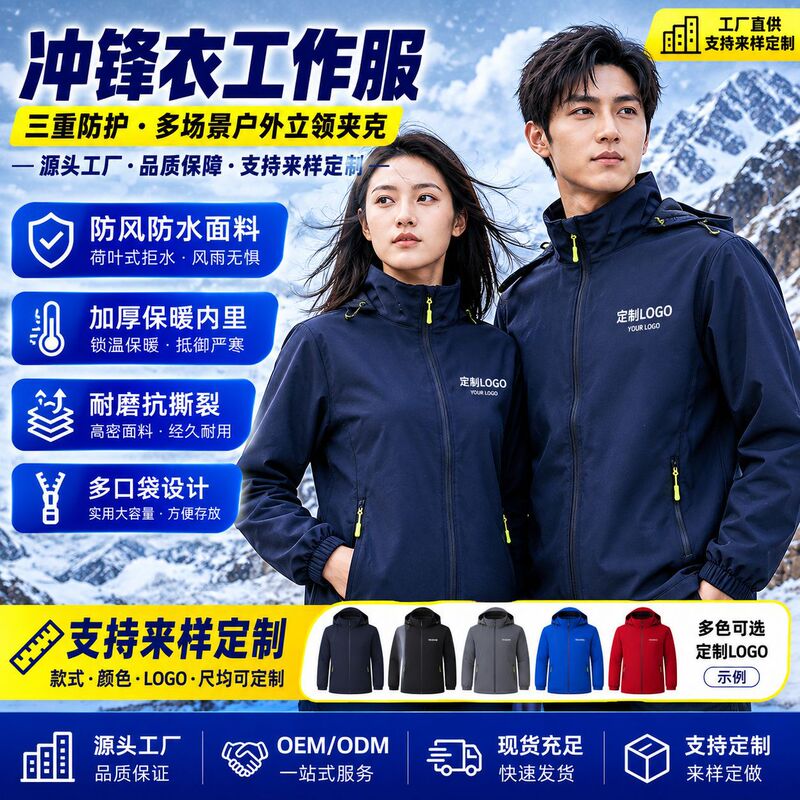 Lightweight work jacket with custom logo printing for autumn and winter, suitable for corporate 4S store sales teams and as group workwear Lightweight work jacket with custom logo printing for autumn and winter, suitable for corporate 4S store sales teams and as group workwear