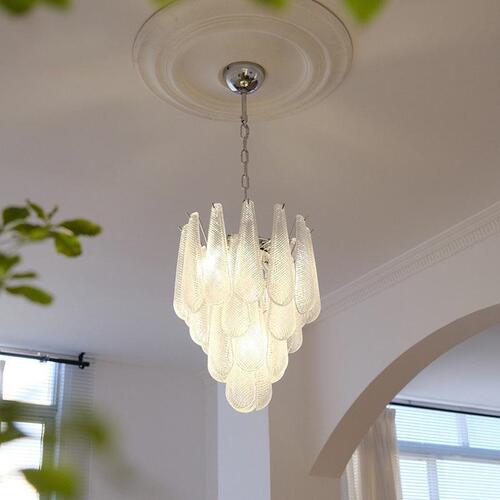 French waterfall water drop light luxury glass chandelier full spectrum eye protection American retro duplex floor living room bedroom lamp