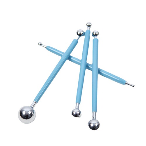 Ultra-light clay soft clay modeling fondant flower shape tool 4 pieces 8 heads solid ball-shaped rod carving set steel pen 