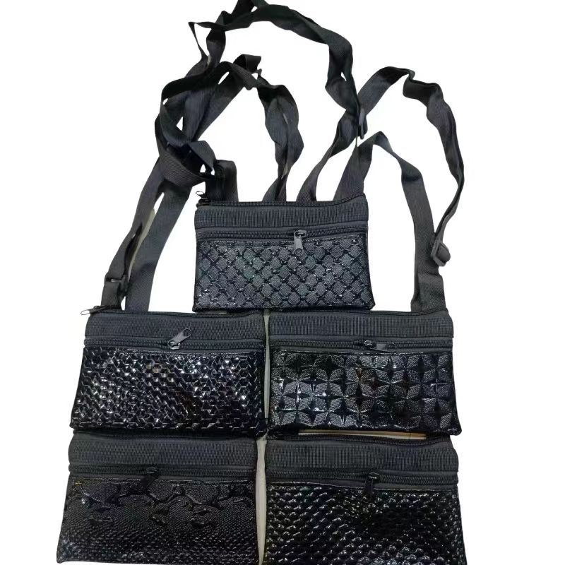 중간 밝은 가죽 크로스 바디 랜덤 패턴