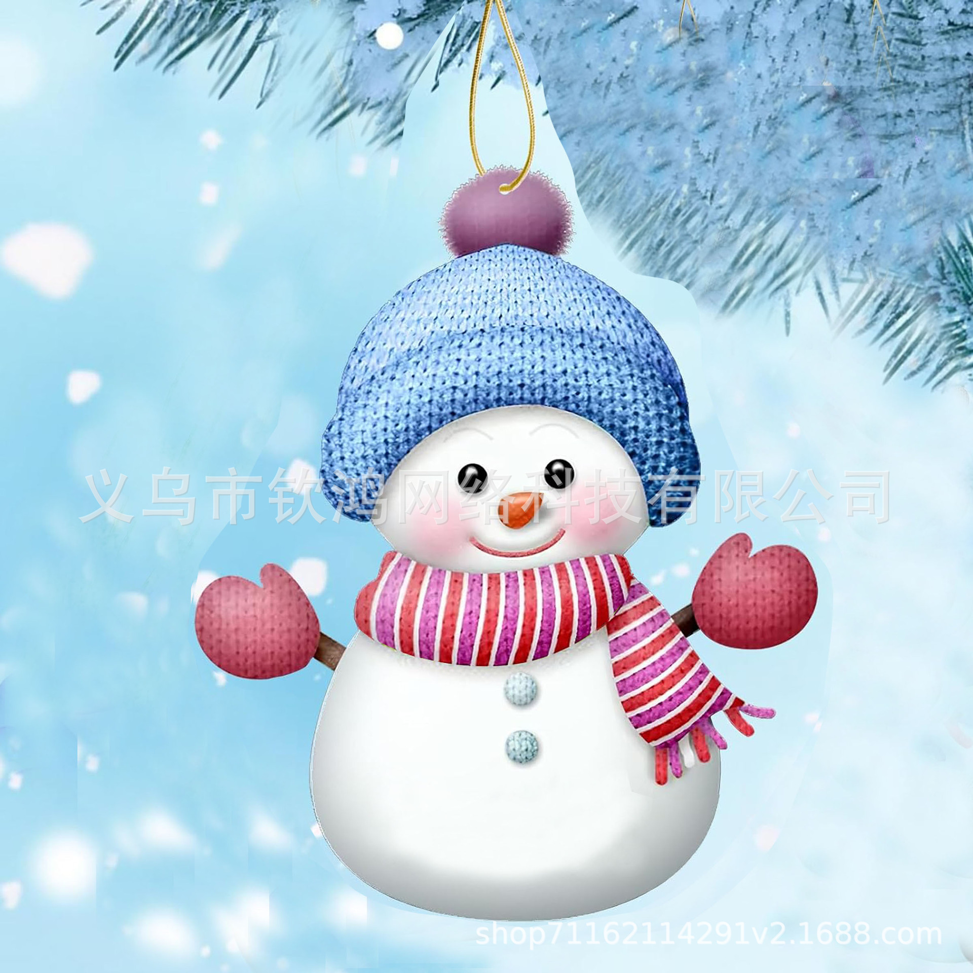 Personalidad transfronteriza muñeco de nieve de Navidad acrílico 2D plano colgante joyas de decoración de árbol de Navidad de fiesta familiar