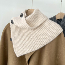 仿羊毛高领套头针织围脖女秋冬款韩版百搭保暖纯色护颈脖套假领子