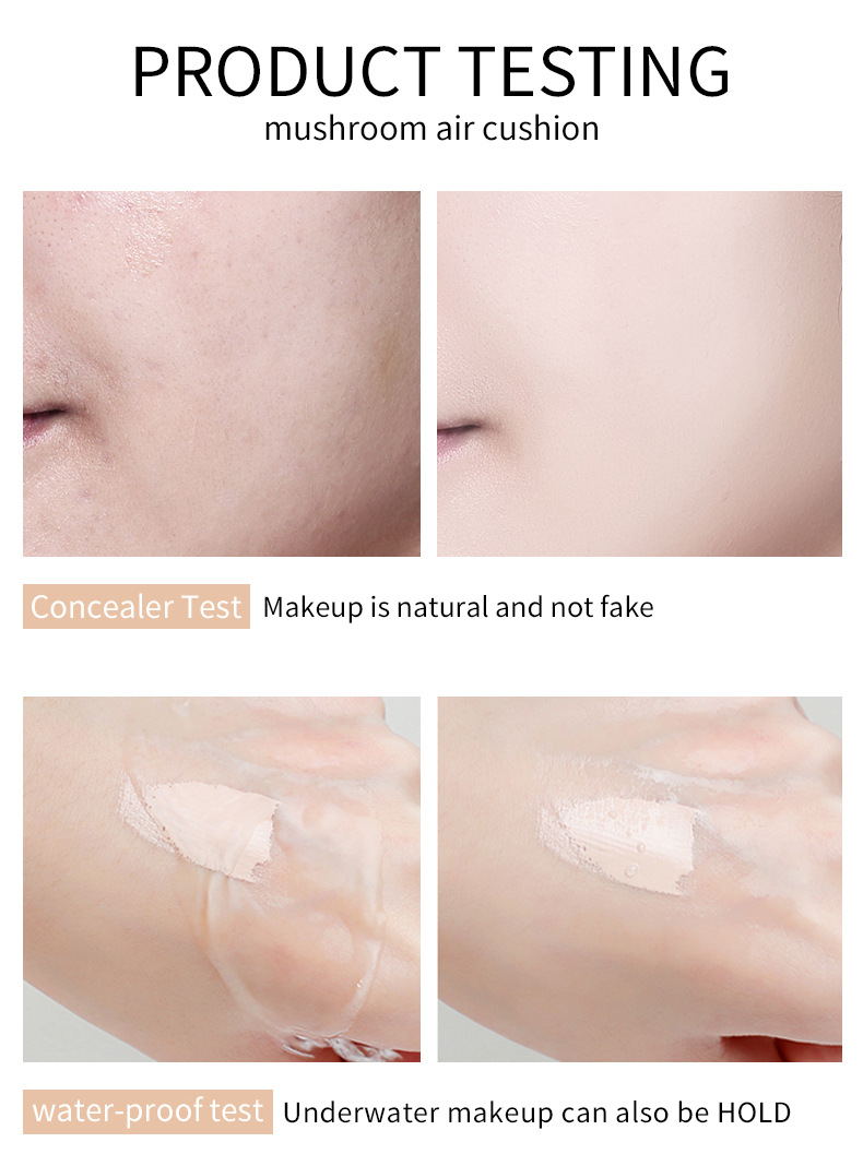 VIBELY Mushroom Head Cushion cc Cream is a light, brightening, non-smudging, concealing, dark circles and acne marks natural foundation undefined