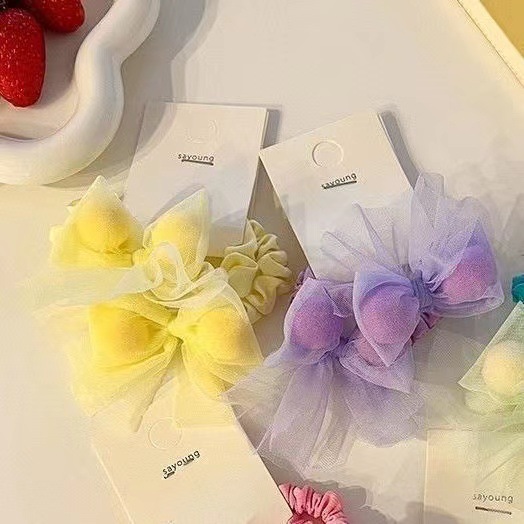 新款兒童糖果色蝴蝶結髮繩公主風皮筋女扎頭ins風頭繩扎馬尾發圈