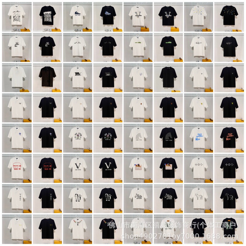 Cross-Border 26Ss High-Quality Authentic Version of Lv's Popular Summer Classic Logo Round-Neck Short-Sleeve T-Shirt, Unisex