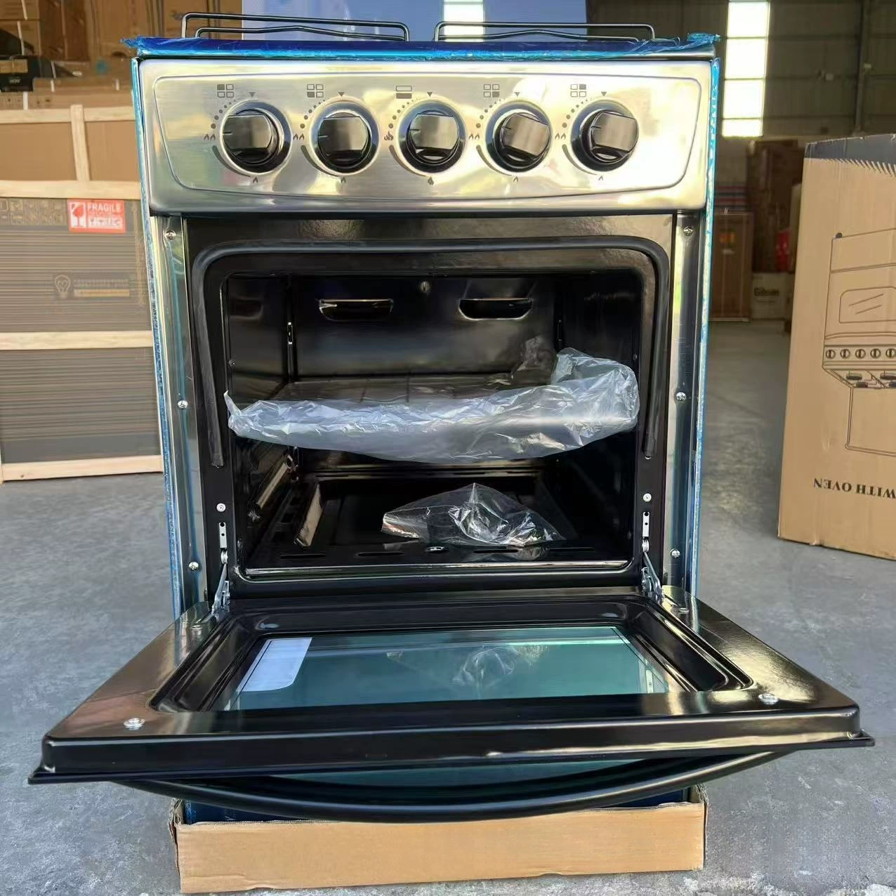 Foreign trade direct sales independent kitchen 4-head stainless steel oven gas stove commercial automatic ignition 4 gas stove