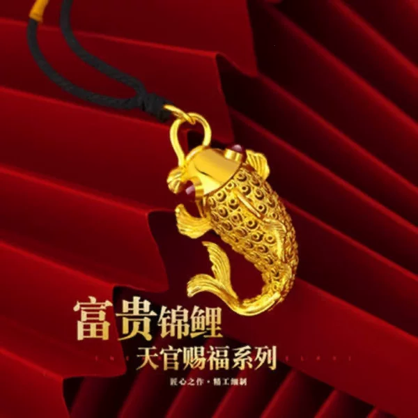 Highly realistic gold pendant for men and women, a fortune-bringing koi fish necklace, a New Year gift for a lover