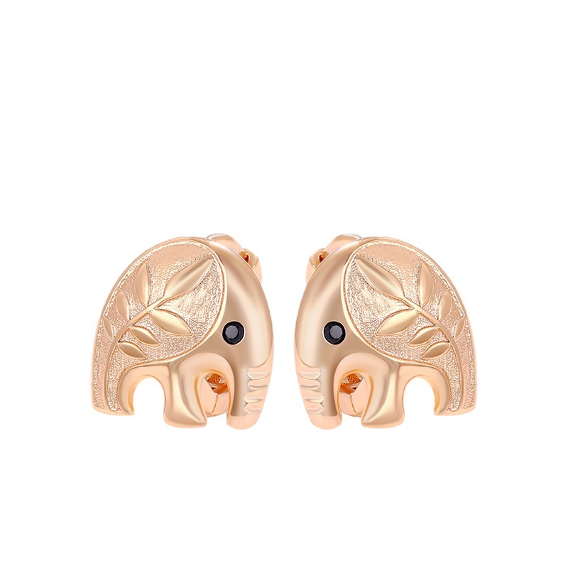Xuking joyería de dibujos animados lindo animal elefante hebilla del oído 18K chapado en oro coche flor moda pequeños pendientes para niños