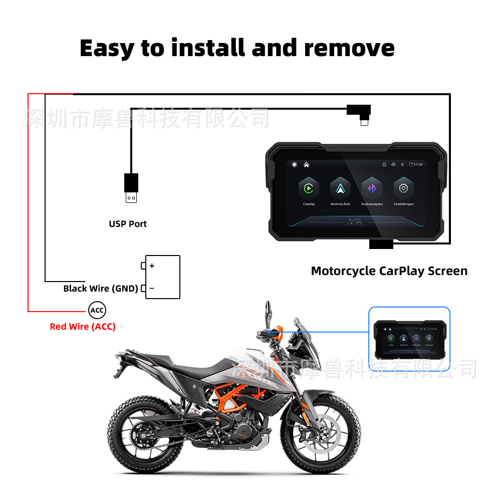6.25inch Quick-Release Motorcycle Navigation Portable Wireless Carplay/Auto Waterproof Outdoor Riding