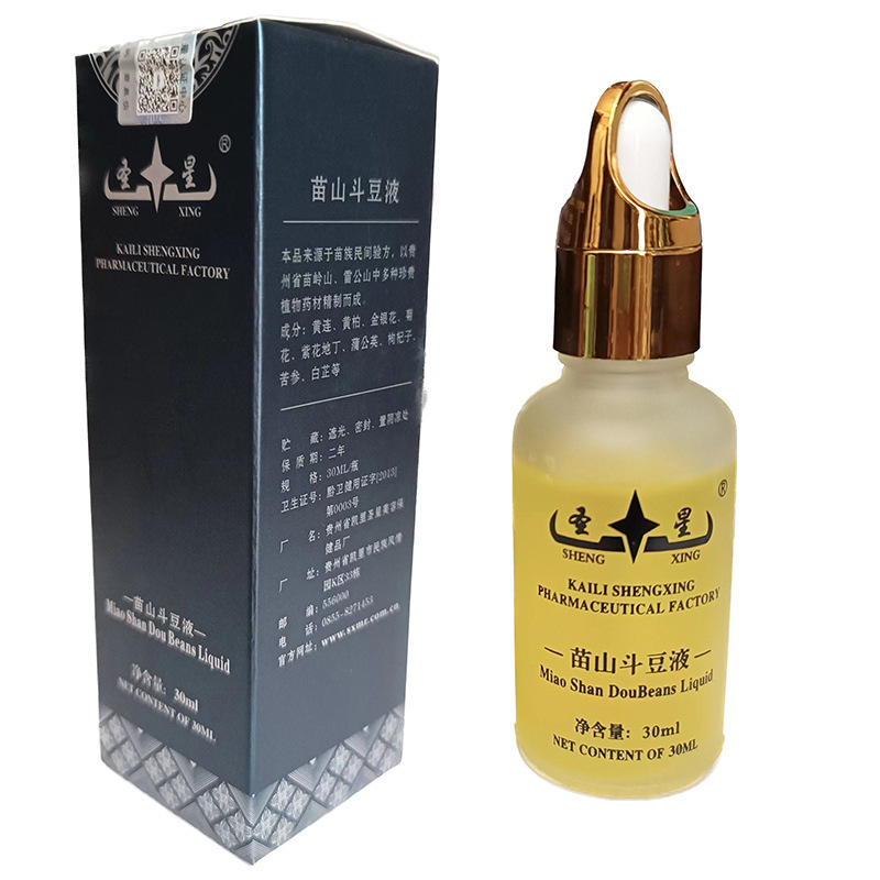 Shengxing Miaoshan Dou Dou Liquid, Miaoyue Fang Dou Dou Liquid for Acne, Produced by Shengxing Beauty and Health Care Factory in Kaili, Guizhou