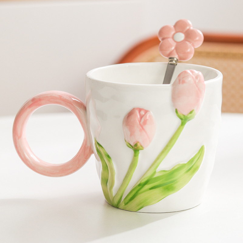 Tulip pink+flower spoon