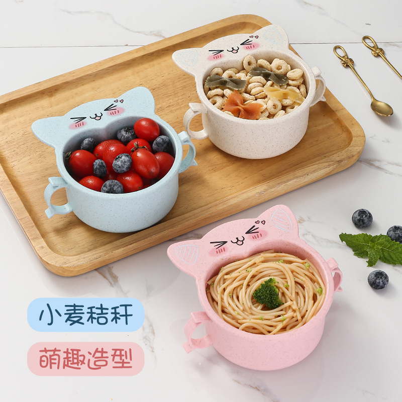 Cartoon Children bowl Binaural Bowl Wheat Straw originality lovely tableware suit gift customized