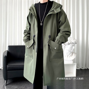 Windbreaker Jacket Men's Mid-Length Spring and Autum Outwear 2025 New Casual Men's Clothing Men's Clothing in Stock